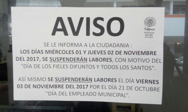 Trabajadores municipales  tomarán descanso por Todos Santos