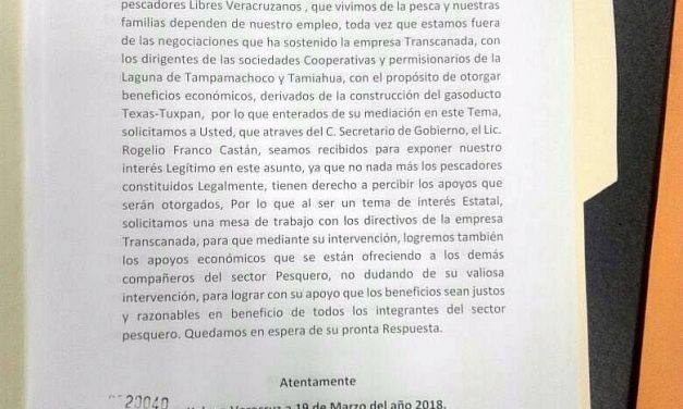Pescadores Libres quieren ser incluidos en apoyo que otorgará TransCanada