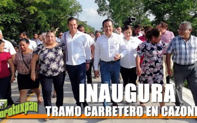 INAUGURA EL GOBERNADOR TRAMO CARRETERO DEL MUNICIPIO DE CAZONES