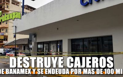 Ebrio destruye cajeros de Banamex
