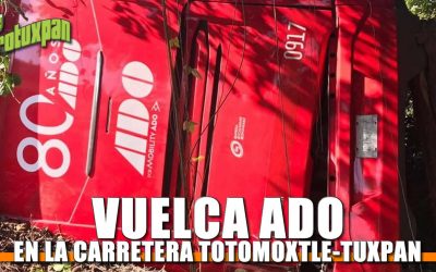 Vuelca ADO en la Carretera Totomoxtle – Tuxpan