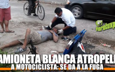 Camioneta blanca atropella a motociclista: Se da a la fuga
