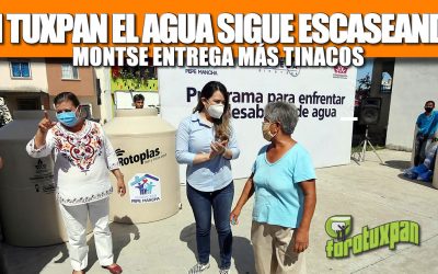 En Tuxpan el agua sigue escaseando; Montse Ortega entrega más tinacos