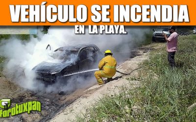 VEHÍCULO SE INCENDIA EN LA PLAYA.