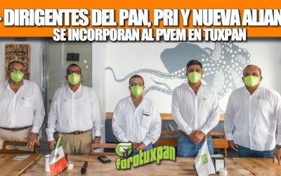 Ex dirigentes del PAN, PRI y Nueva Alianza se incorporan al PVEM en Tuxpan