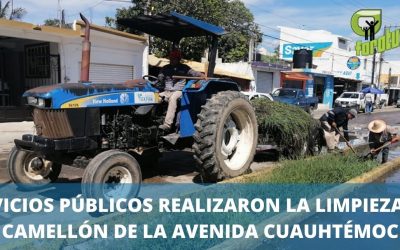 SERVICIOS PÚBLICOS REALIZARON LA LIMPIEZA DEL CAMELLÓN DE LA AVENIDA CUAUHTÉMOC