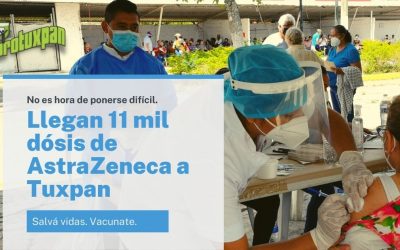 Llegan 11 mil dósis de AstraZeneca a Tuxpan