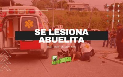Se lesiona abuelita tras caer de una moto
