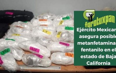 Ejército Mexicano asegura posible metanfetamina y fentanilo en el estado de Baja California