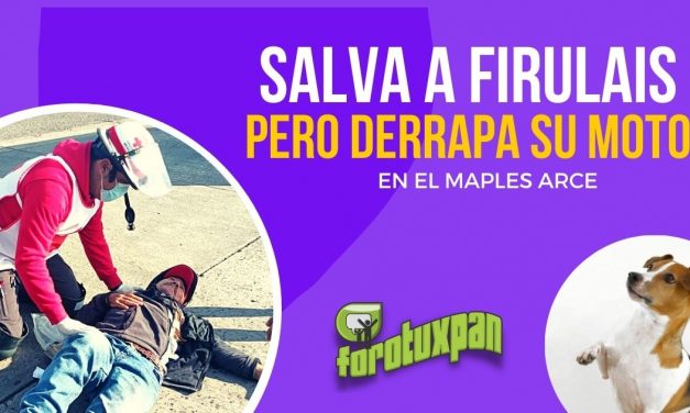 Salva a FIRULAIS pero derrapa su MOTO