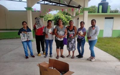 Tamiahua: Entrega de material para taller de piñatas en Raya Obscura