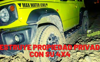 Destruye propiedad privada con su 4×4