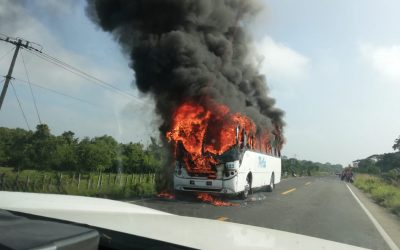 Se incendia autobús sobre la Tuxpan-Tampico