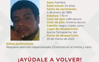 Por enésima vez, Óscar Luciano Guzmán Solís desaparece en Álamo, Veracruz.