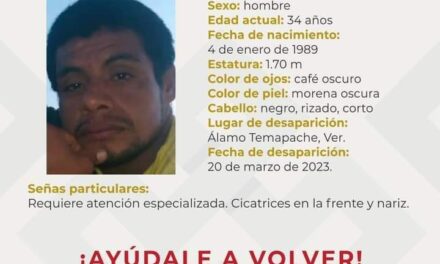 Por enésima vez, Óscar Luciano Guzmán Solís desaparece en Álamo, Veracruz.