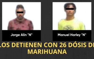 Interviene Fuerza Civil a dos sujetos con 26 dosis de marihuana en Tuxpan