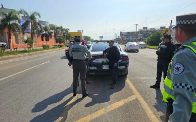 Retén ilegal de la SSP del Estado desmantelado por la Guardia Nacional en la autopista México Tuxpan