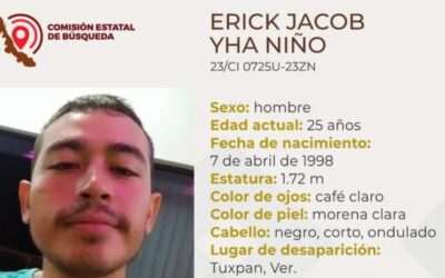 Piden ayuda para localizar a joven desaparecido en Tuxpan