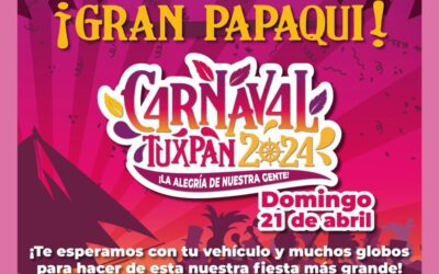Están todos invitados al Gran Papaqui del “Carnaval Tuxpan 2024”, este domingo a las 6:00 de la tarde