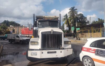 Mastodonte le abolla la defensa a un taxi en la 15 de Septiembre