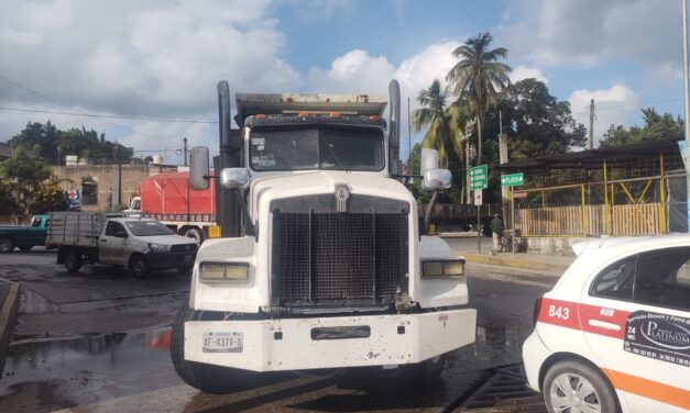 Mastodonte le abolla la defensa a un taxi en la 15 de Septiembre