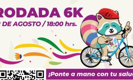 Todas y todos están invitados a la “Rodada 6 K” que se realizará este lunes 12 de agosto, a las 18:00 horas, con salida en la Unidad Deportiva