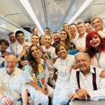 ROCÍO NAHLE VIAJA CON AMLO Y SHEINBAUM EN RECORRIDO INAUGURAL DEL TREN MAYA TRAMO QUINTANA ROO- YUCATÁN