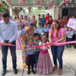 Regidora Anahí Aguilar López inaugura techado en jardín de niños de la comunidad Tierra Blanca