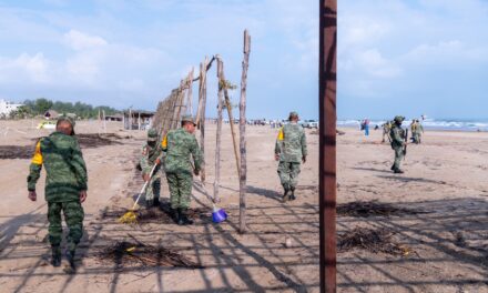 Personal del Ayuntamiento de Tuxpan, SEDENA, sociedad civil y prestadores de servicios realizaron limpieza de playas