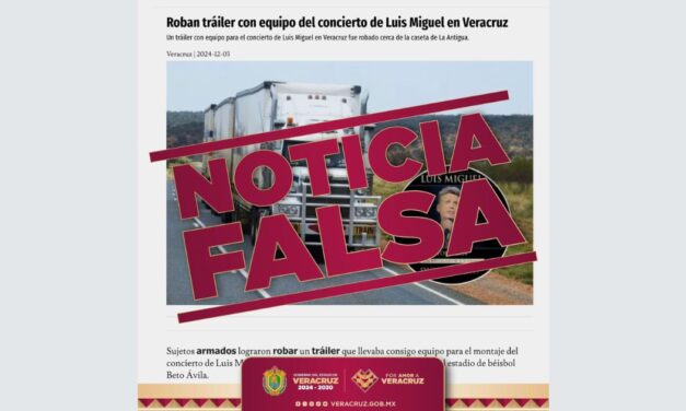 Gobierno de Veracruz desmiente supuesto robo de tráiler con equipo para concierto de Luis Miguel
