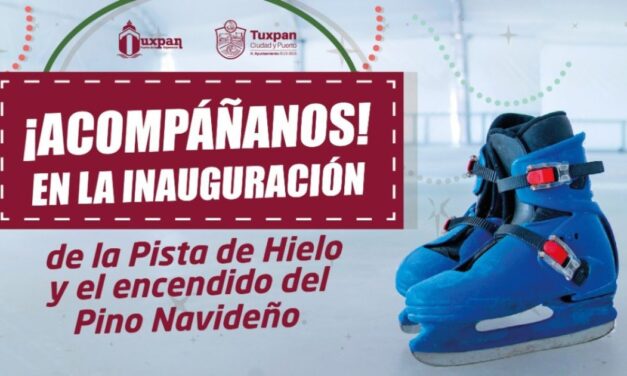 Invitan a la inauguración de la Pista de Hielo y el encendido del Pino Navideño, en la plaza cívica