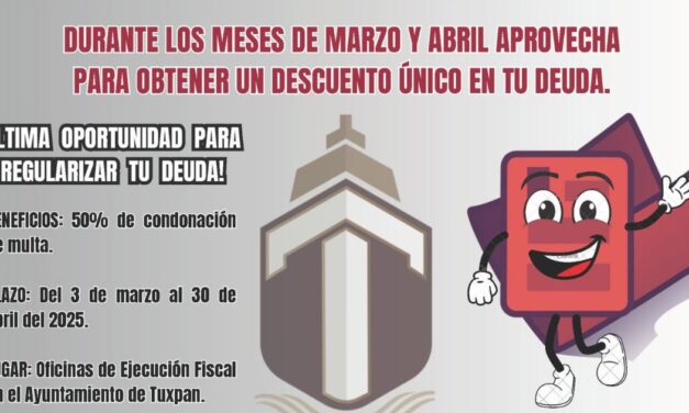 Gobierno de Tuxpan ofrece descuento  en adeudo predial de años anteriores
