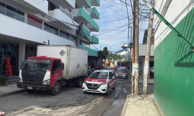 Camión derriba cables de mufa en el Centro de Tuxpan; no hubo lesionados