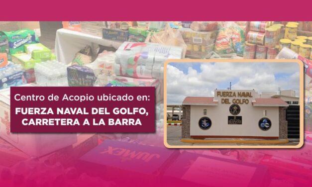 La Fuerza Naval del Golfo invita a la ciudadanía tuxpeña a donar víveres en apoyo a los damnificados por el huracán Erick.