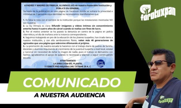 COMUNICADO A NUESTRA AUDIENCIA