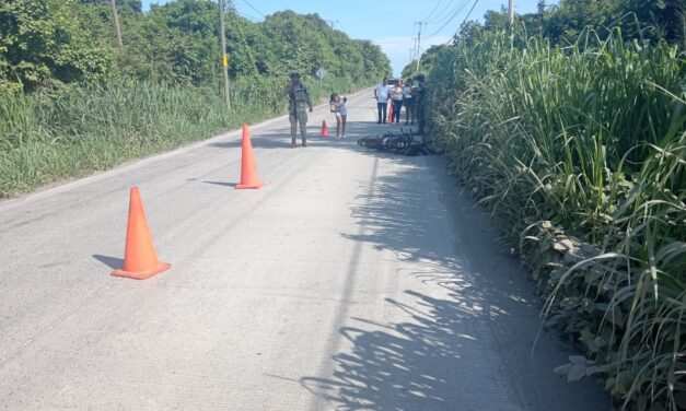 Motociclista derrapa en la Tuxpan–Cazones y resulta lesionado