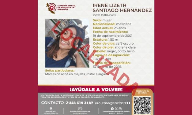 Localizan con vida a Irene Lizeth Santiago Hernández en Monte Grande
