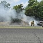 Arde grúa de la empresa Jacsal en la autopista México–Tuxpan