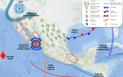 Se pronostican lluvias este fin de semana debido al Frente Frío 4 y un canal de baja presión