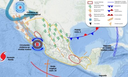 Se pronostican lluvias este fin de semana debido al Frente Frío 4 y un canal de baja presión