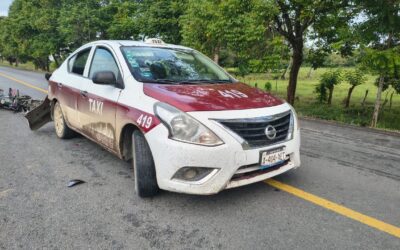 Motociclista resulta gravemente herido tras chocar por alcance contra taxi en la carretera Tuxpan–Tampico
