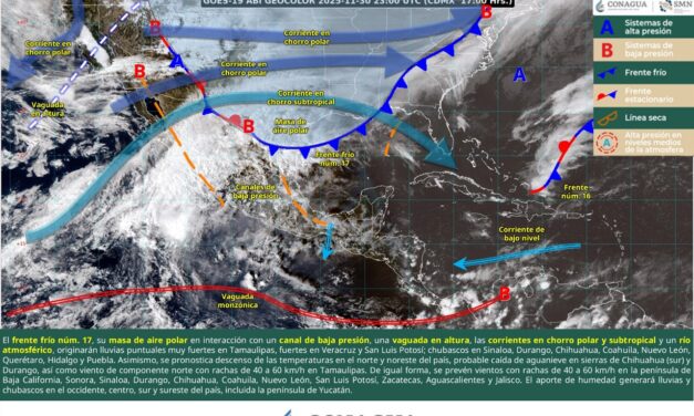 Se recomienda precaución por la llegada del Frente Frío 17 al Norte de Veracruz