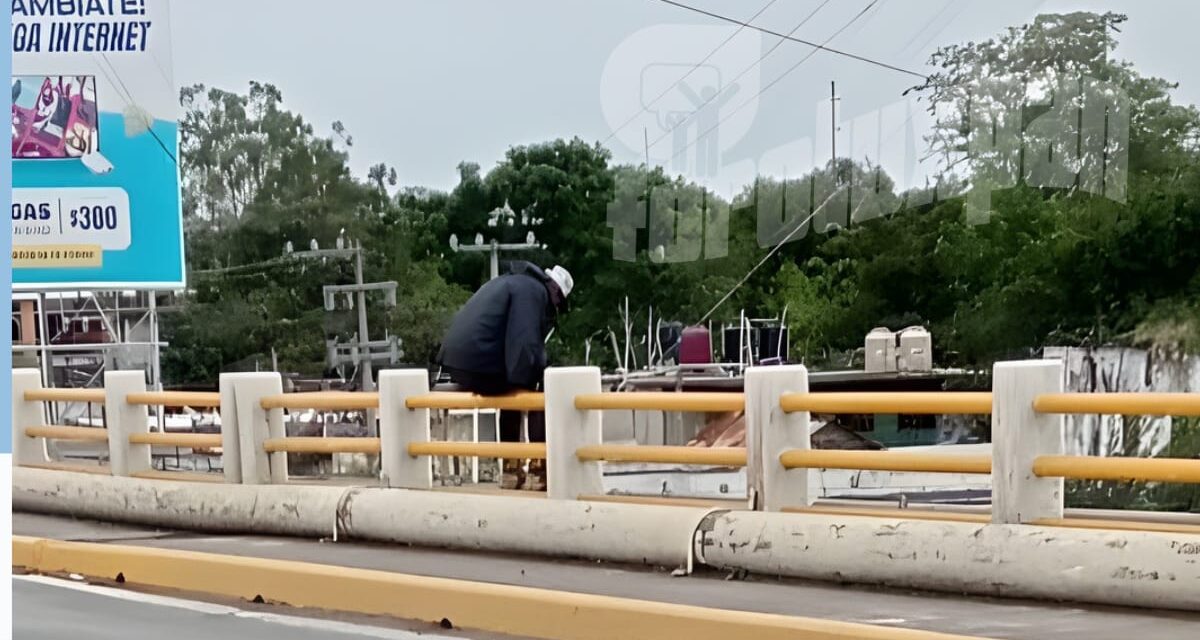 Hombre al agua moviliza a cuerpos de seguridad en Tuxpan; Policía Municipal evita tragedia