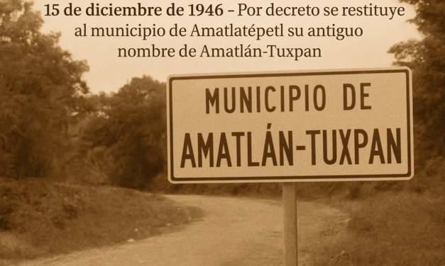 15 de diciembre de 1946 — Amatlatépetl recupera su nombre histórico de Amatlán-Tuxpan