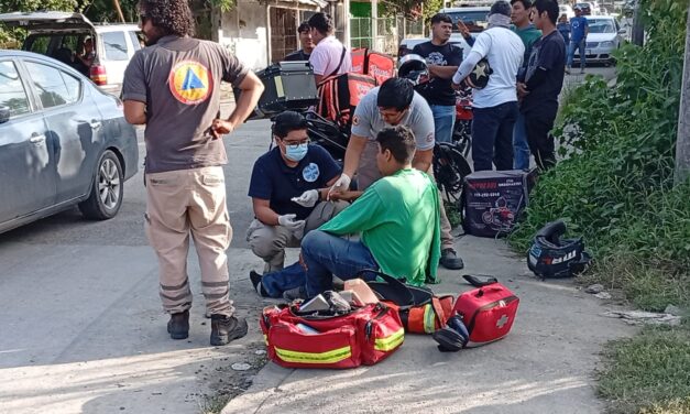 Maniobra indebida de automovilista municipal deja a repartidor lesionado en el libramiento