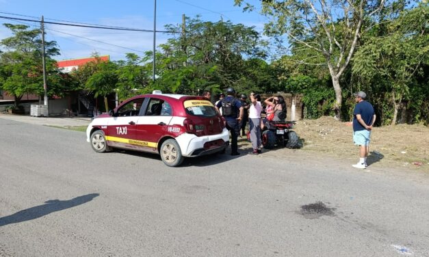 Choque entre cuatrimoto y taxi desata acalorada discusión en la Tuxpan-Tampico