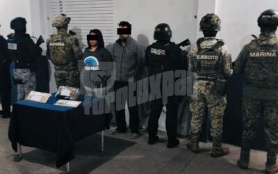 Caen dos con presunta droga en pleno centro de Tuxpan durante operativo de seguridad