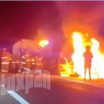 Se incendia vehículo en la autopista Tuxpan–Poza Rica; no se localizó al propietario
