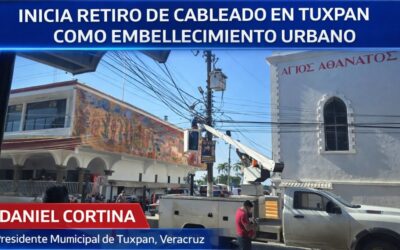 Inicia retiro de cableado aéreo en Tuxpan como parte del plan de embellecimiento urbano