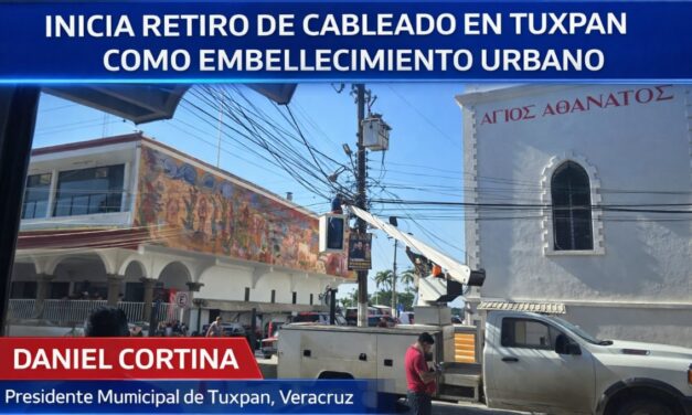 Inicia retiro de cableado aéreo en Tuxpan como parte del plan de embellecimiento urbano